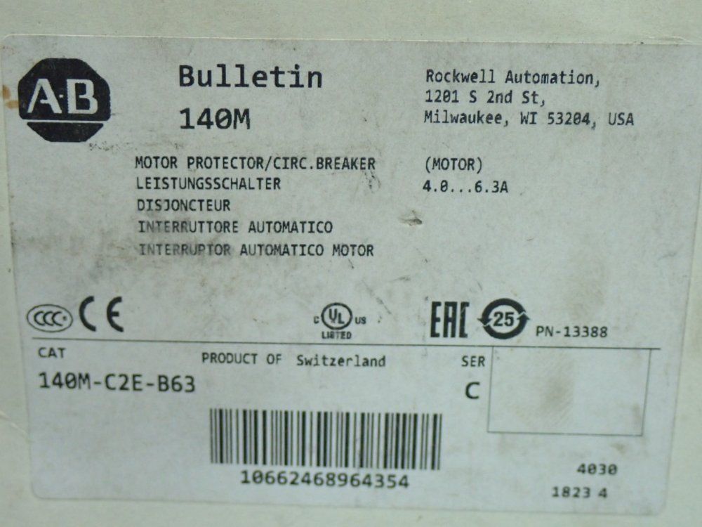 Allen Bradley Molded Case Circuit Breaker - 140m-c2e-b63