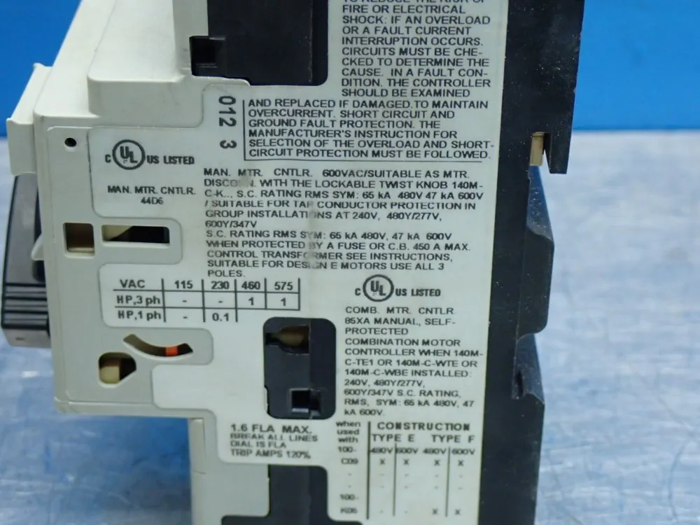 Allen Bradley Manual Motor Starter Circuit Breaker - 140m-c2e-b16