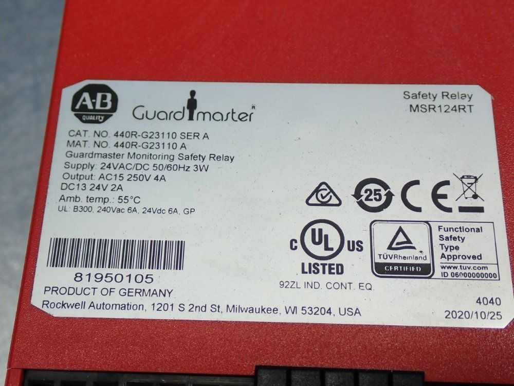 Allen Bradley Guardmaster Monitoring Safety Relay - 440r-g23110