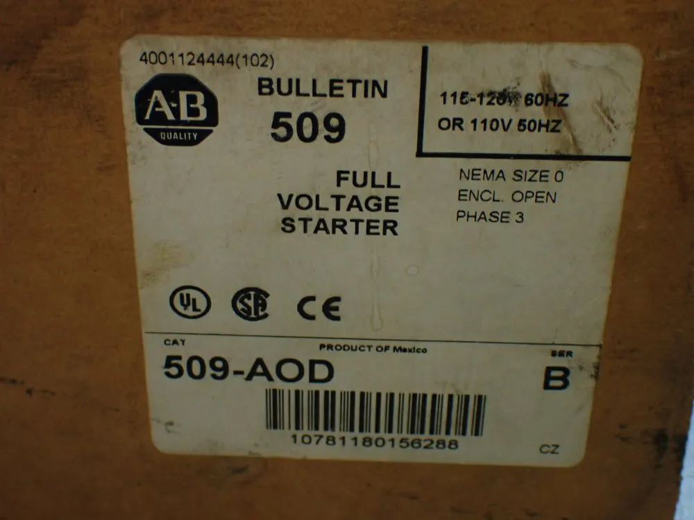 Allen-bradley Nema Size 0 Full Voltage Starter - 509-aod