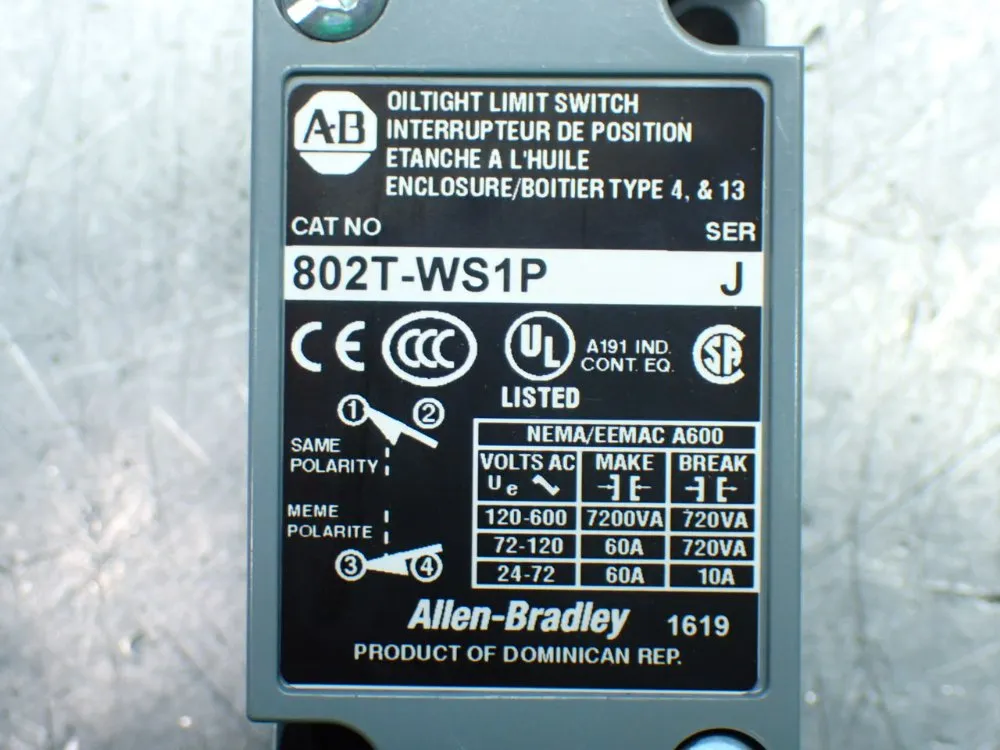 Allen-bradley Oiltight Limit Switch. Wobble Stick - 802t-ws1p