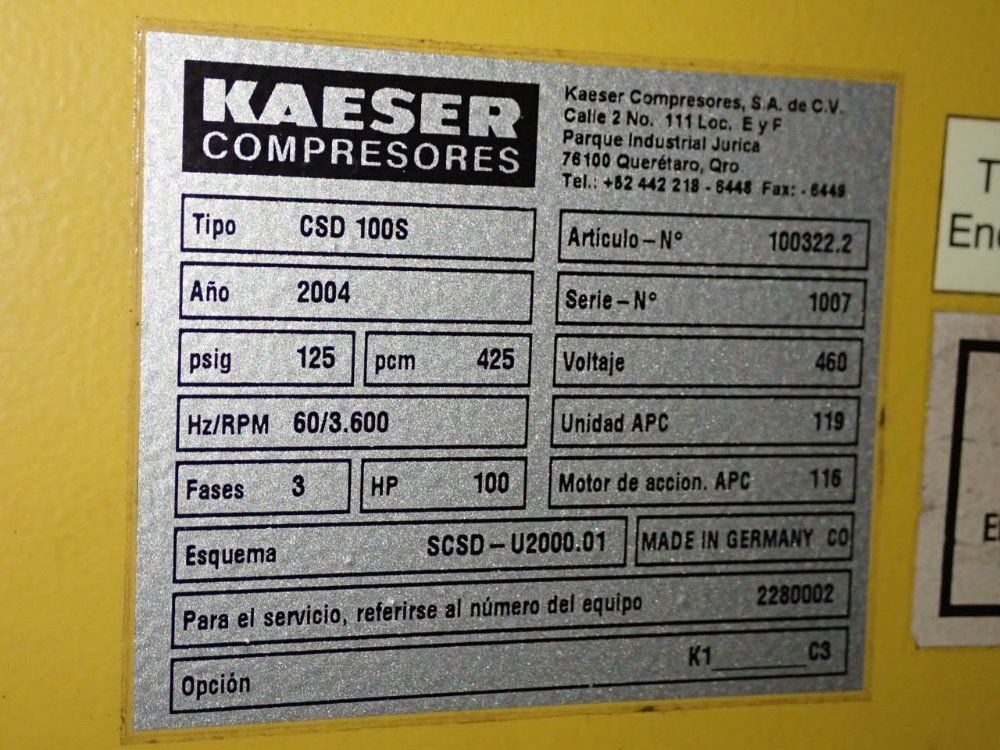 Kaeser 74.6 Kw Air Compressor