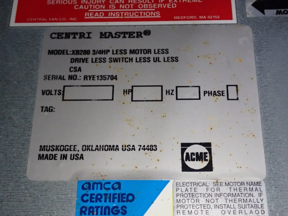 Central Master Inline Fan - Xb200