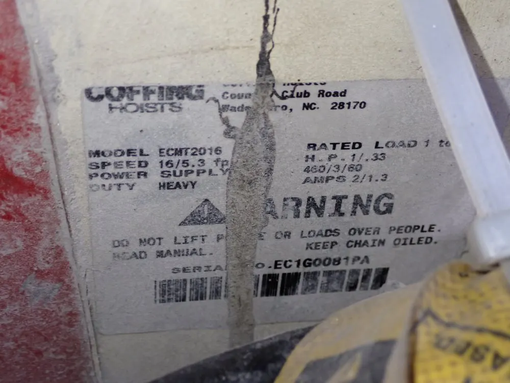 Coffing 1 Ton Chain Hoist - Ecmtt2016