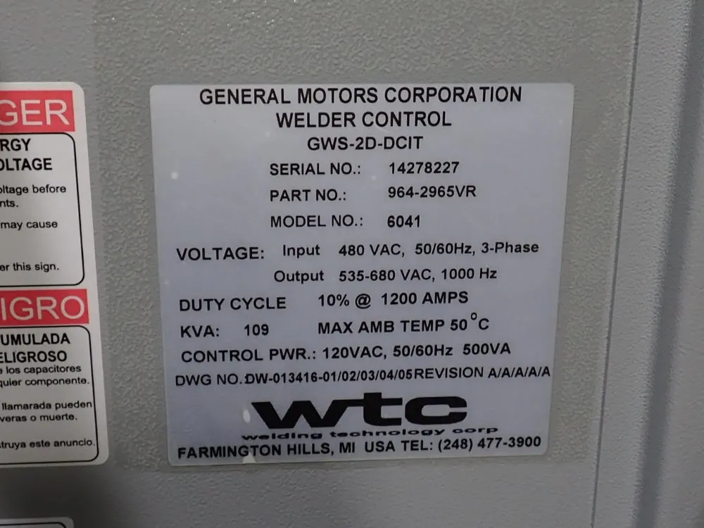 Welding Technology Corp Weld Control - 6041