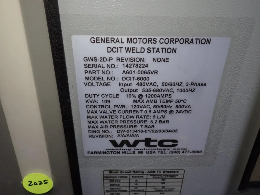 Welding Technology Corp Weld Control - 6041