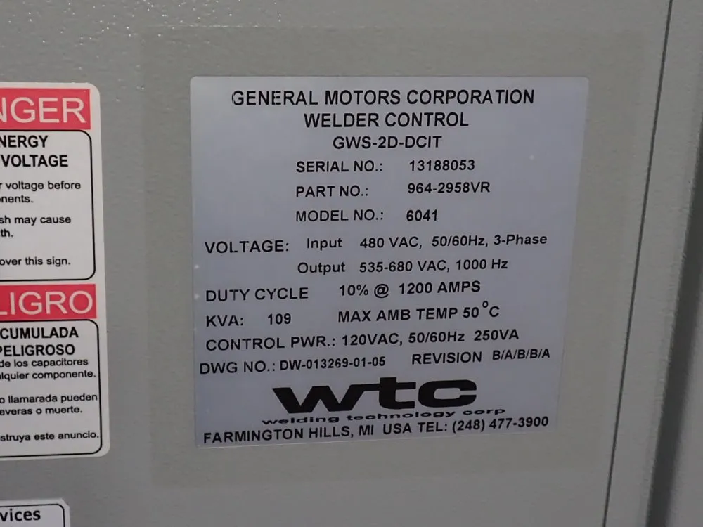 Welding Technology Corp Weld Control - 6041