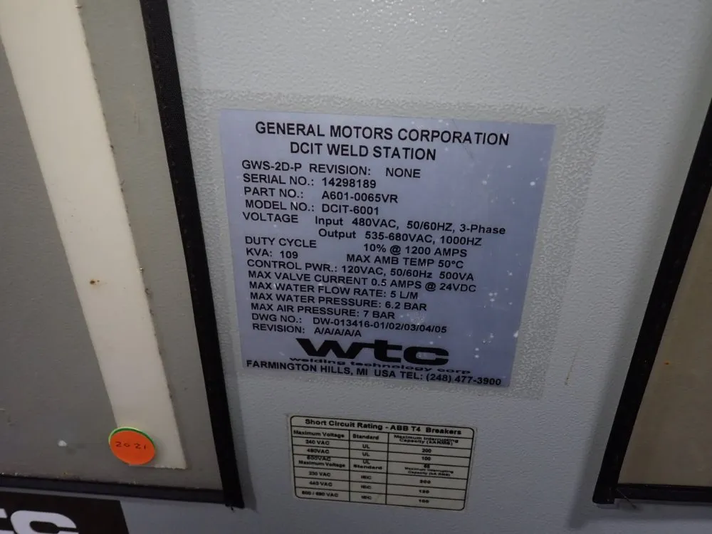 Welding Technology Corp Weld Control - 6041