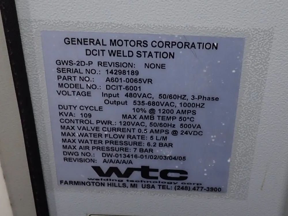 Welding Technology Corp Weld Control - 6041