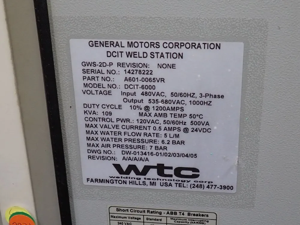 Welding Technology Corp Weld Control - 6041