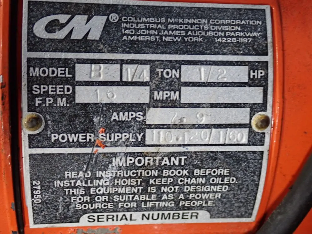 Columbus Mckinnon Corp 0.25 Ton Hoist - Model B