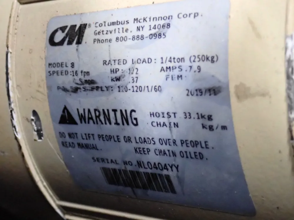 Columbus Mckinnon Corp 0.25 Ton Hoist - Model B
