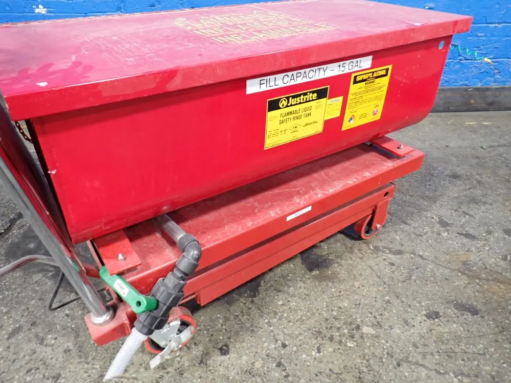 Justrite 15 Gal Safety Rinsew/lift Table