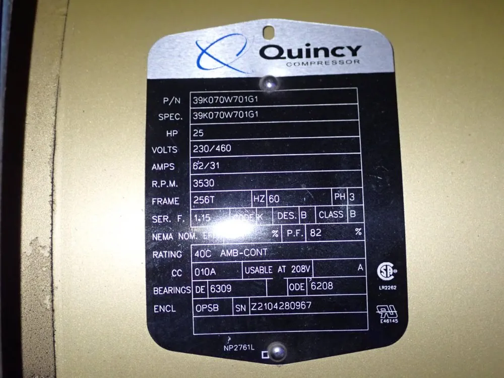 Quincy Air Compressor - Qmb25aca22sg