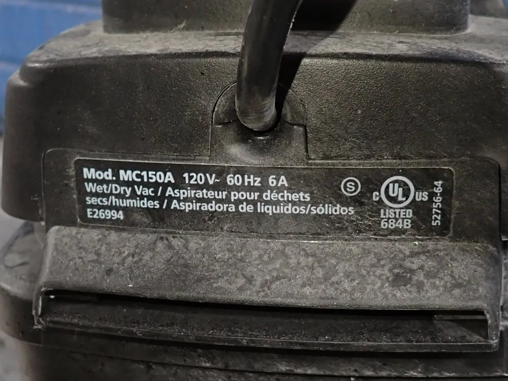 Shop Vac Wet / Dry Vacuum - Mc150a