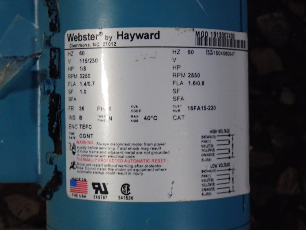 Hayward 1/8 Hp Pump - 1913007400