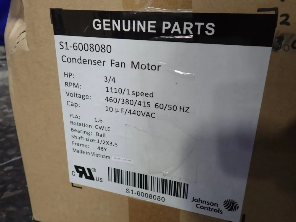 Johnson Control 3/4 Hp Motor - S1-6008080