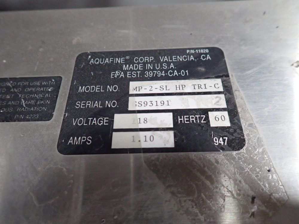 Aquafine Ultra Violet Disinfection Unit - Mp-2-5lhptr1-c