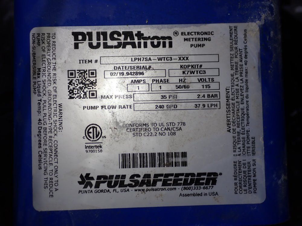 Pulsafeeder Metering Pump - Lph7sa-wtc3-xxx / Ezb21d1-ve