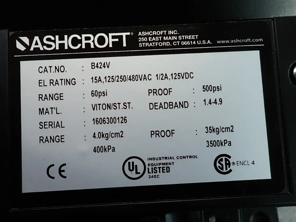 Ashcroft Pressure Switch - B424v