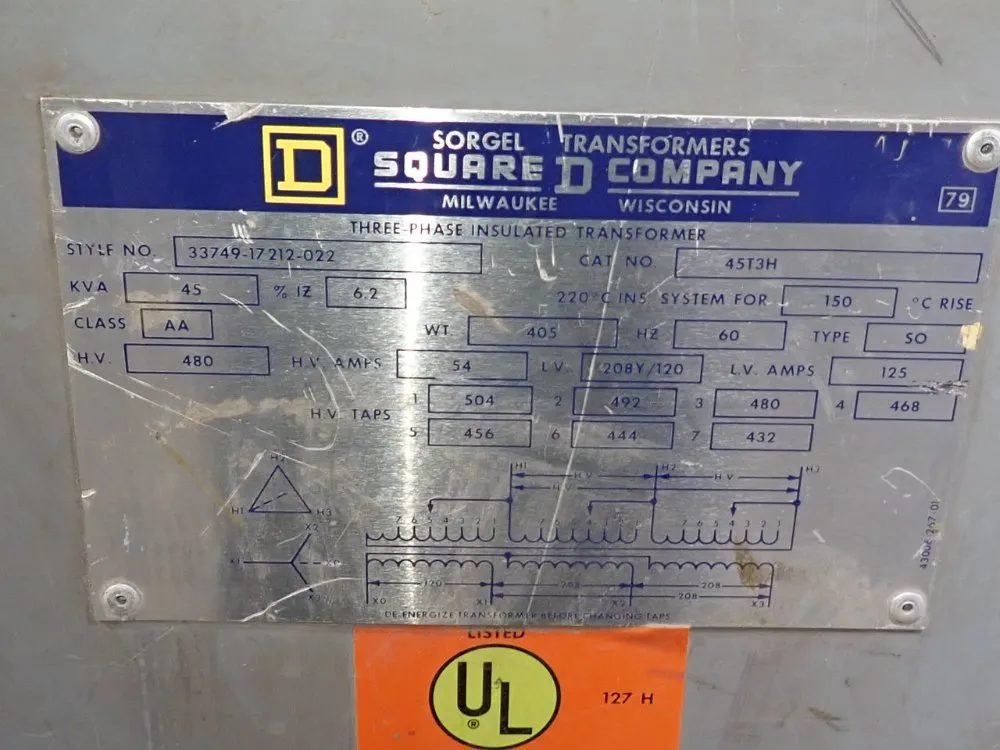 Square D 45 Kva Transformer - 45t3h