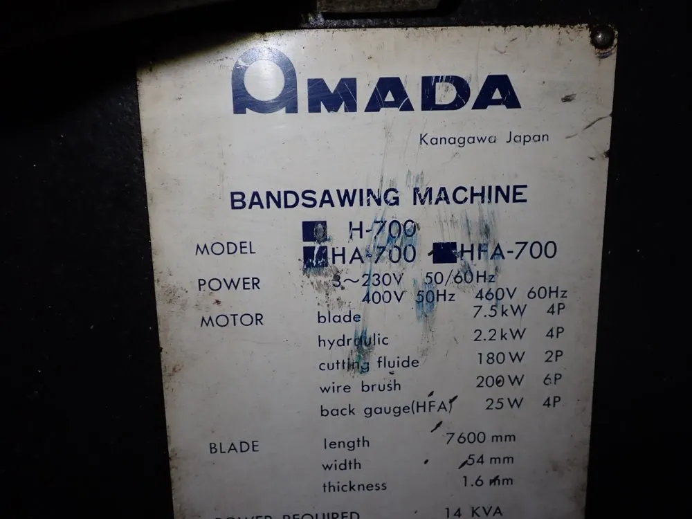 Amada 28" X 39" Horizontal Band Saw - H-700