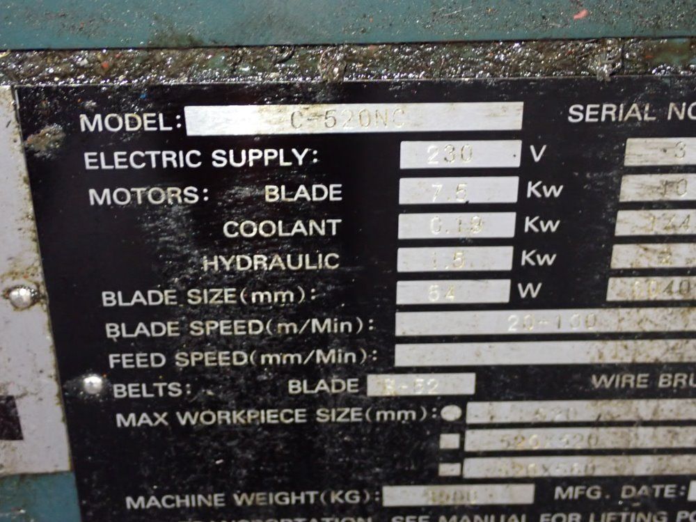 Cosen Machinery 23" X 34" Horizontal Band Saw - C-520nc