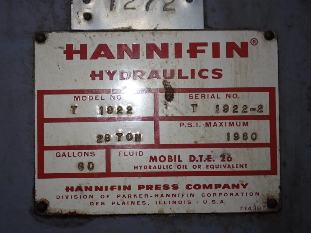 Hannifin 28 Ton Hydraulic Press - T 1922