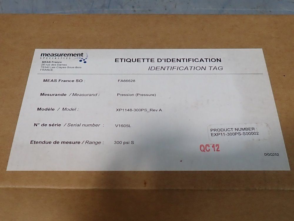 Measurement Specialties Lot Of 2 Pressure Transducer - Xp1148-300ps