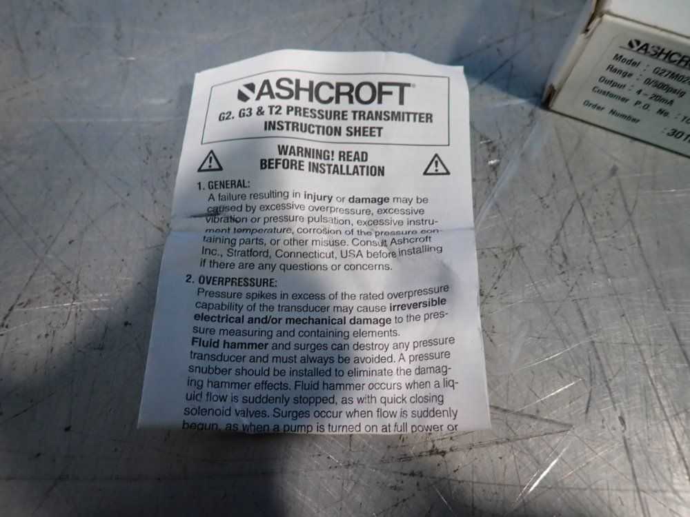 Ashcroft Pressure Transmitter - G27m0242n1500#g