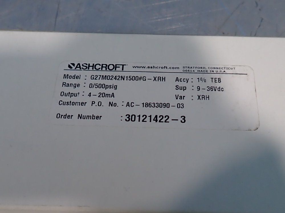 Ashcroft Pressure Transducer - G27m0242n1500#g-xrh