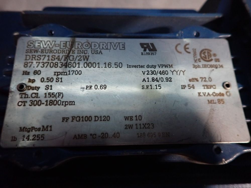 Sew .5 Hp Ac Motor - Drs71s4/fg/2w