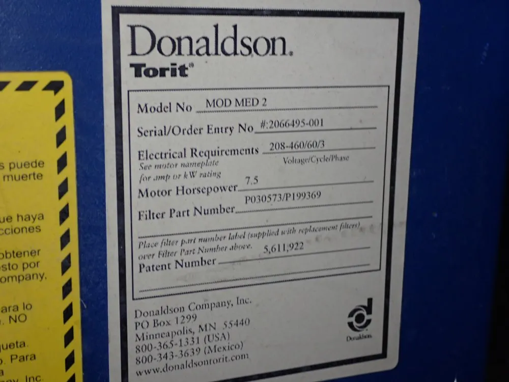 Torit Donaldson 7.5 Hp Mist Collector - Mod Med 2