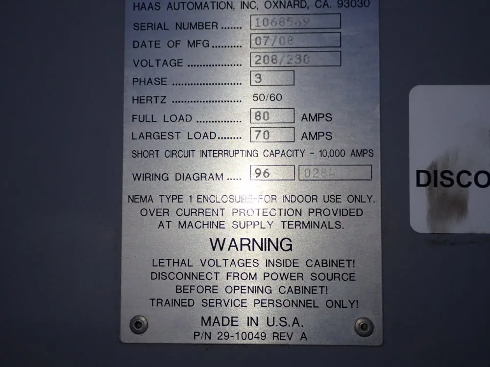 Haas 18" X 36" Cnc Vmc - Vf-2ssyt