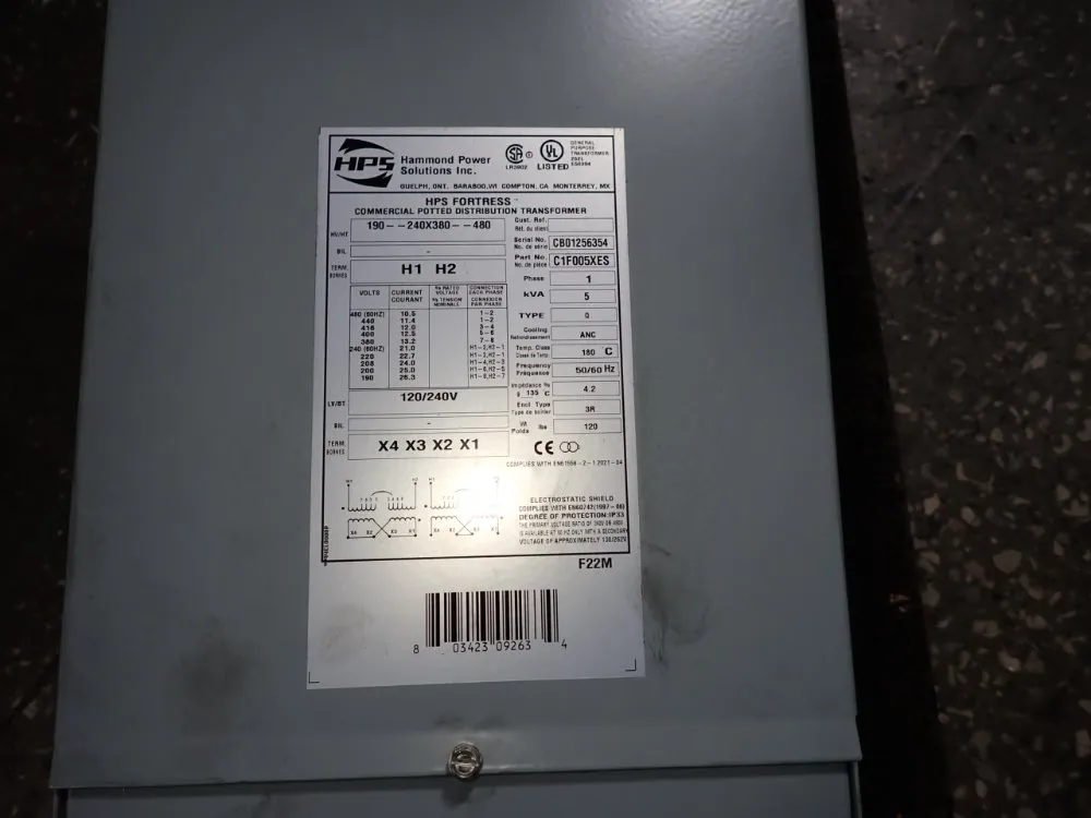 Hammond Power Solutions Inc 5 Kva Transformer - C1f005xes