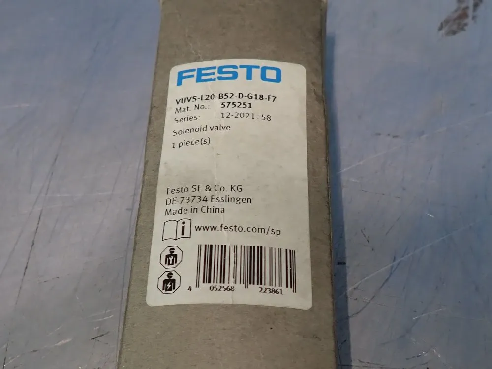 Festo Lot Of 2 Solenoid Valve - Vuvs-l20-b52-d-g18-f7