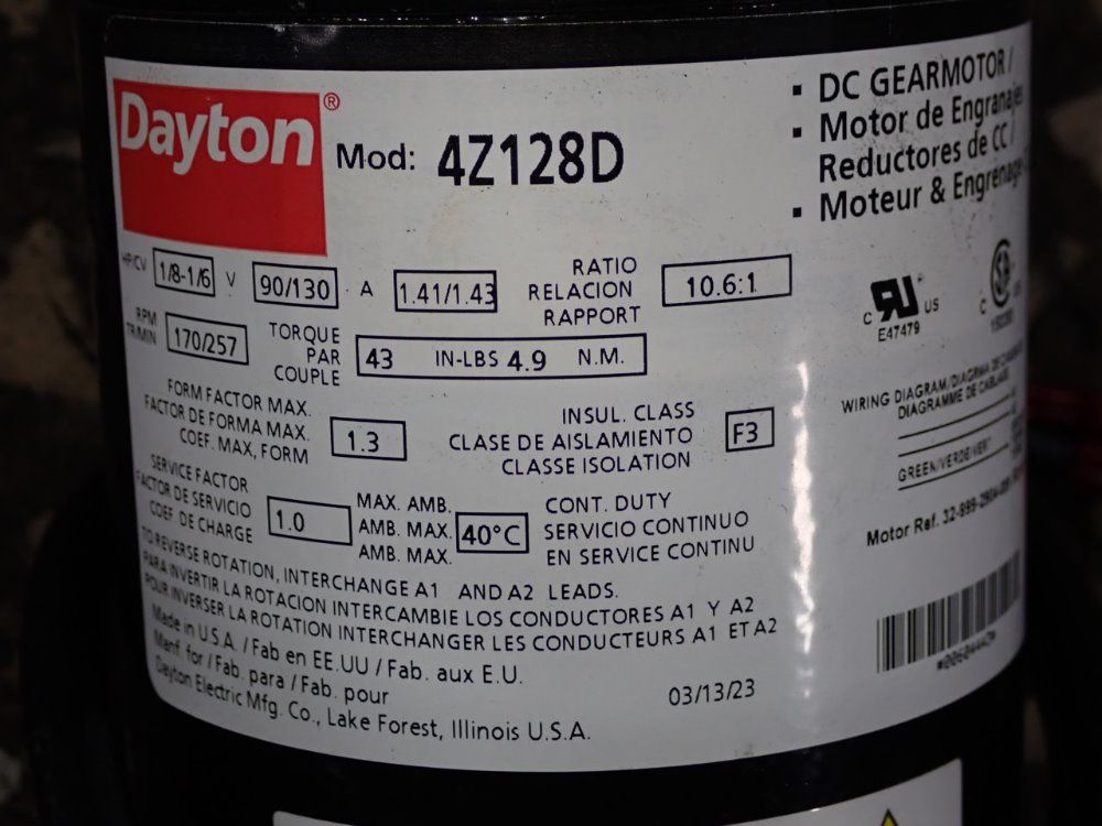 Dayton 1/8 Hp Motor - 4z128d