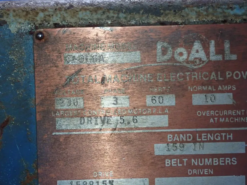 Doall 23 1/2" X 11" Horizontal Band Saw - C-916a