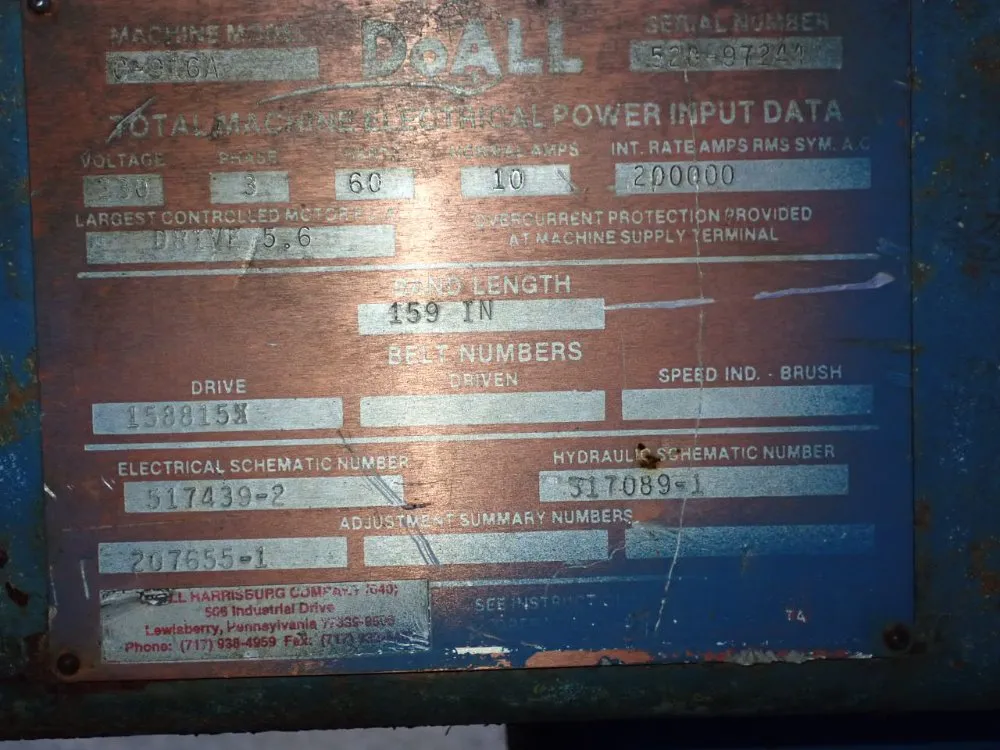 Doall 23 1/2" X 11" Horizontal Band Saw - C-916a