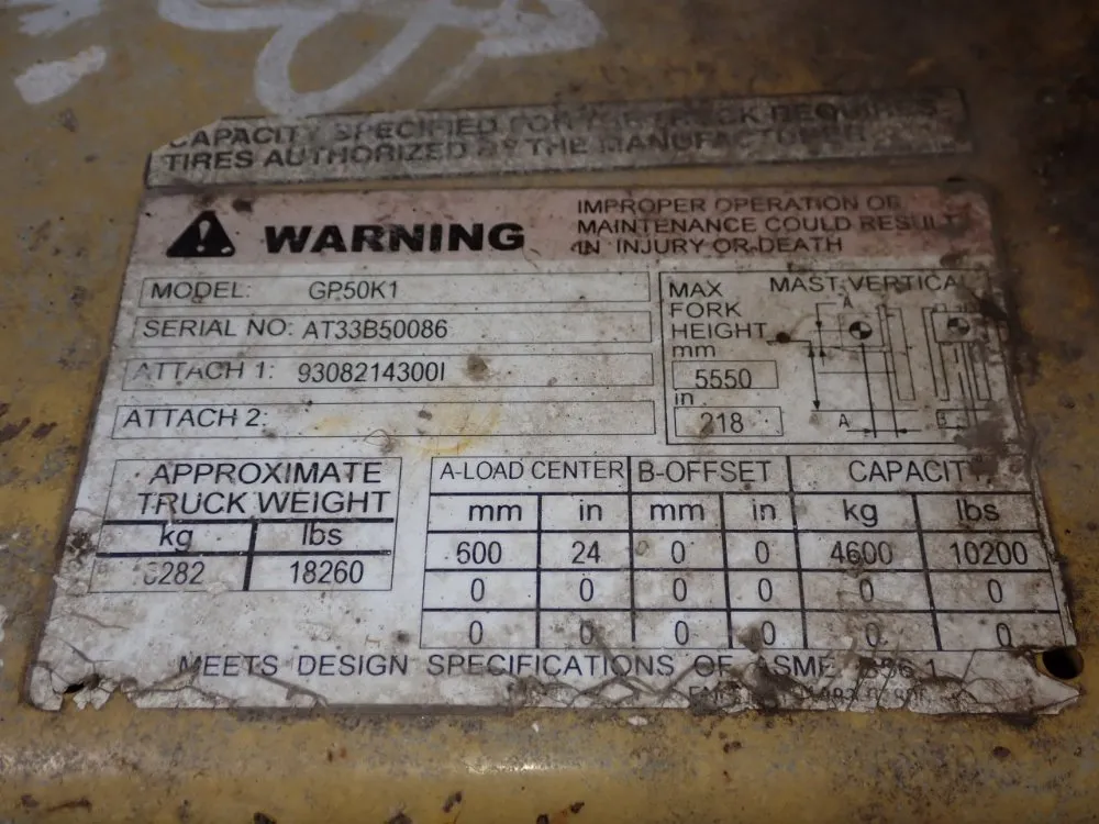 Caterpillar 10200 Lbs Propane Forklift - Gp50k1