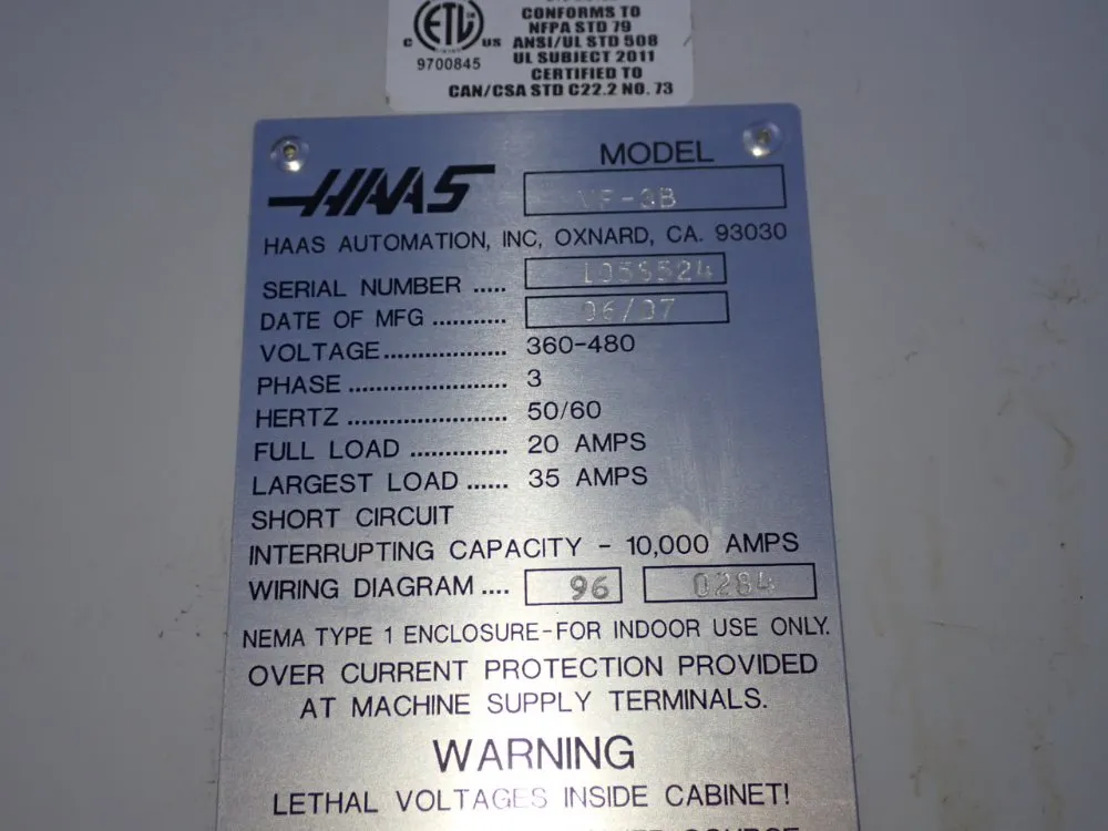 Haas 18" X 48" Cnc Vmc - Vf-3b