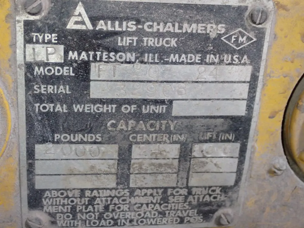 Allis-chamlers 2000 Lbs Propane Forklift - Ft 20 24