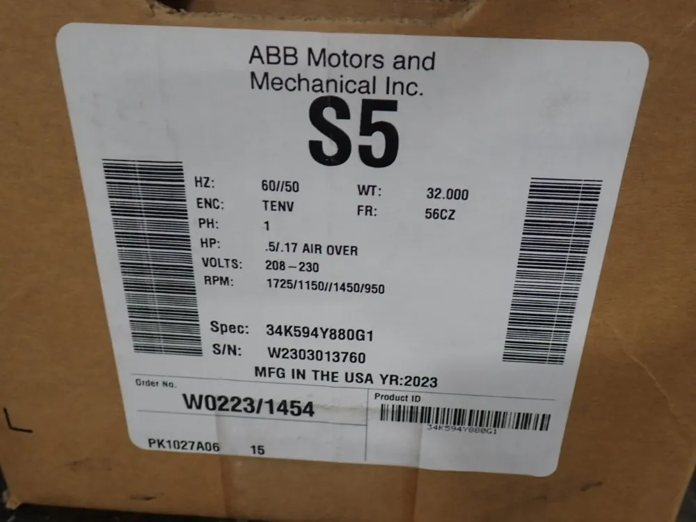 Baldor .5 Hp Motor - 34k594y88051