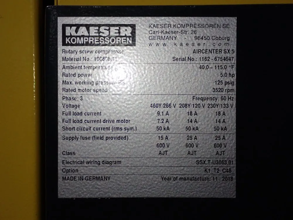 Kaeser Air Compressor - Sx5