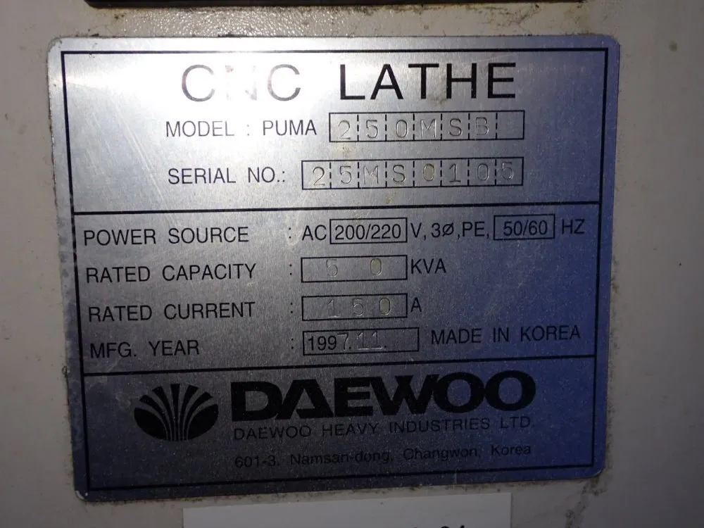 Daewoo Cnc Lathe - 250msb