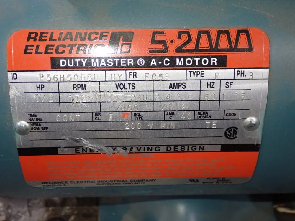 Reliance Electric 1/2 Hp Motor - P56h5068u Hy