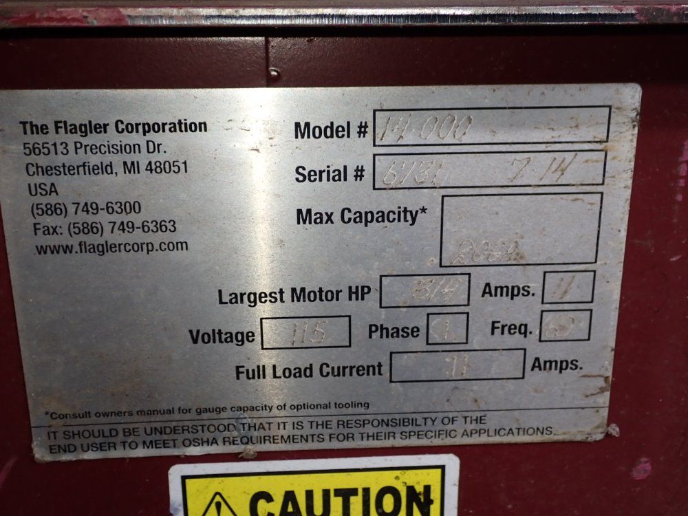 The Flagler Company 20 Ga / 5 Stations Roll Former - 14-000