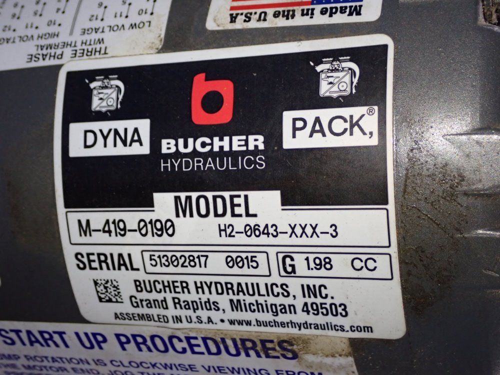 Sprecher Schuh/bucher 1 Hp Hydraulic Power Unit - M-419-0190