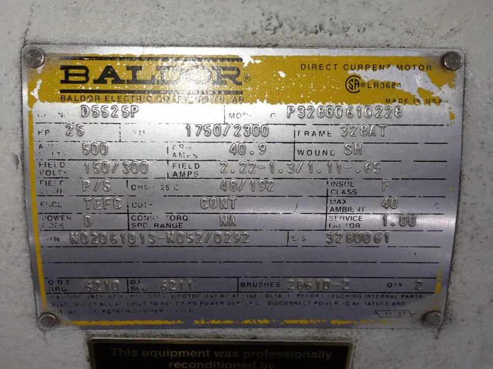 Baldor 25 Hp Dc Motor - D5525p