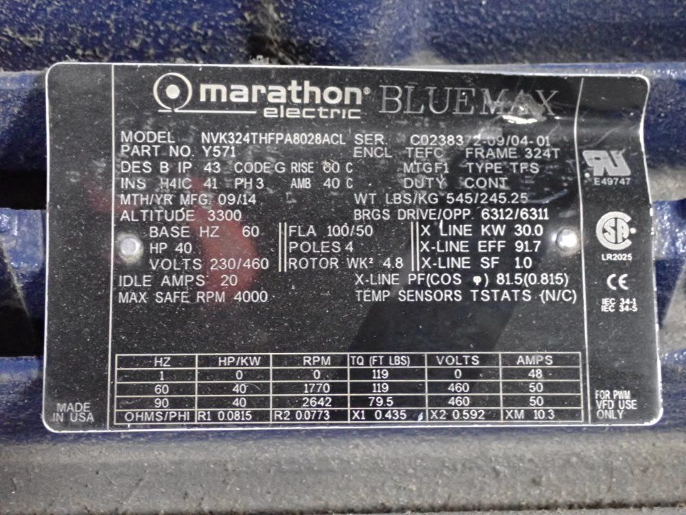 Marathon 40 Hp Motor - Nvk324thfpa8028acl